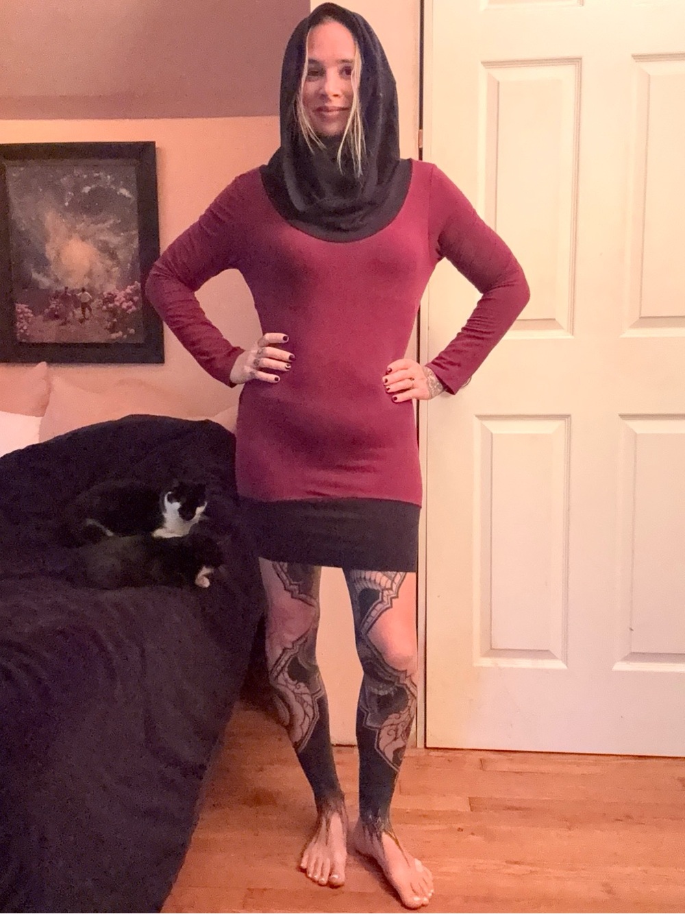 Sacred Empire Fairy Wing Cowl Hood Tunic Dress